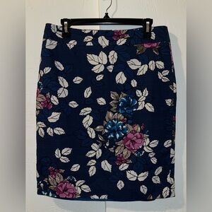 Ann Taylor Blue Floral Pencil Skirt